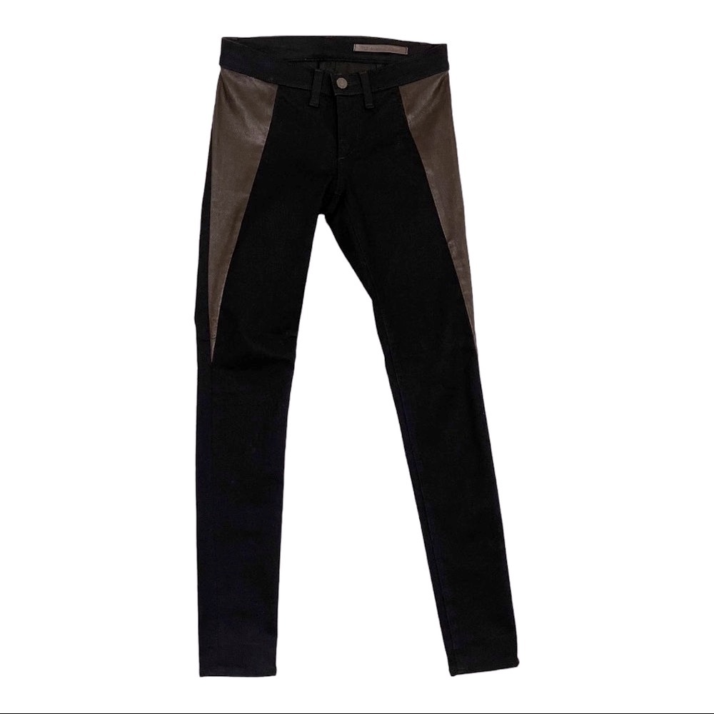RAG AND BONE Black Denim Leather Jeans Pants
